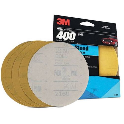 Abrasive Disc, 6 in Dia, 400 Grit, PSA, Gold