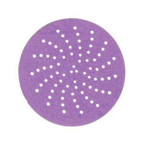 737U Series Multi-Hole Clean Sanding Abrasive Disc, 3 in Dia, 220+ Grit, Hook and Loop, Purple