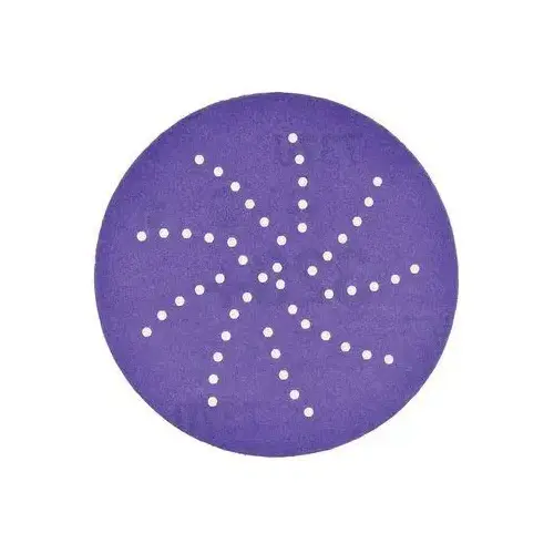 737U Series Multi-Hole Clean Sanding Abrasive Disc, 3 in Dia, 400+ Grit, Hook and Loop, Purple