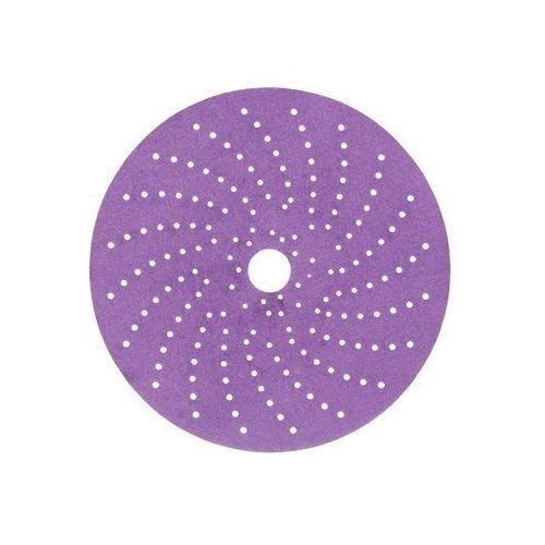 737U Series Multi-Hole Clean Sanding Abrasive Disc, 6 in Dia, 220+ Grit, Hook and Loop, Purple