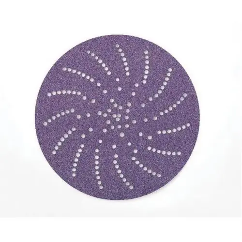 737U Series Multi-Hole Clean Sanding Abrasive Disc, 6 in Dia, 240+ Grit, Hook and Loop, Purple