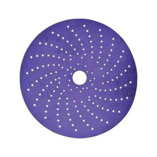 737U Series Multi-Hole Clean Sanding Abrasive Disc, 6 in Dia, 320+ Grit, Hook and Loop, Purple