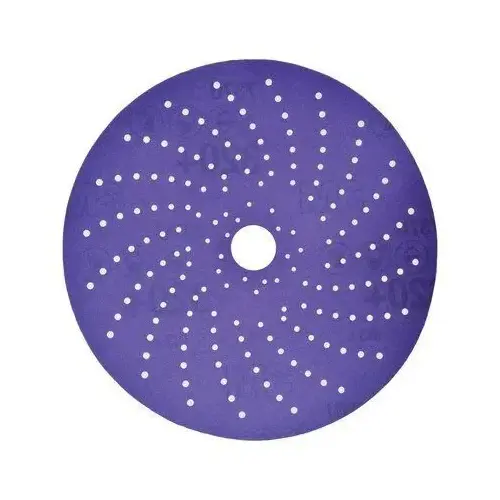 737U Series Multi-Hole Clean Sanding Abrasive Disc, 6 in Dia, 400+ Grit, Hook and Loop, Purple