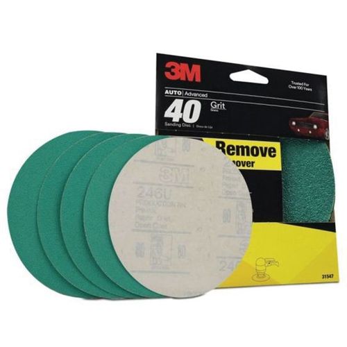 Abrasive Disc, 6 in Dia, 40 Grit, PSA, Green