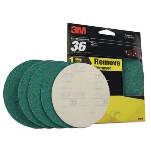 Abrasive Disc, 6 in Dia, 36 Grit, PSA, Green