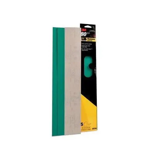 Coated File Sheet, 2-3/4 in W x 16-1/2 in L, 80 Grit, Coarse Grade, Green, Dry