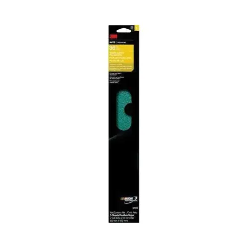 Green Corps 32232 Coated File Sheet, 2-3/4 in W x 16-1/2 in L, 36 Grit, Coarse Grade, Green, Dry