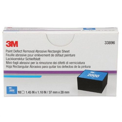 3M 33896 Abrasive Rectangle Sheet, 28 mm W x 37 mm L, 2000 Grit, Fine Grade, Aluminum Oxide Abrasive, Wet/Dry