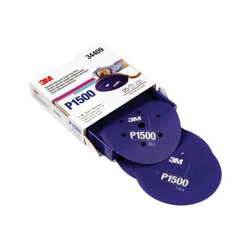 270J Series Flexible Dust Free Abrasive Disc, 6 in Dia, P1500 Grit, Hook and Loop, Purple