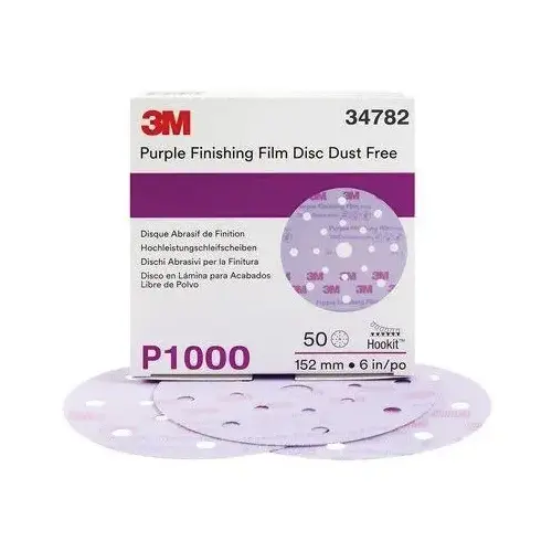 260L Series Dust Free Abrasive Disc, 6 in Dia, P1000 Grit, Hook and Loop, Purple