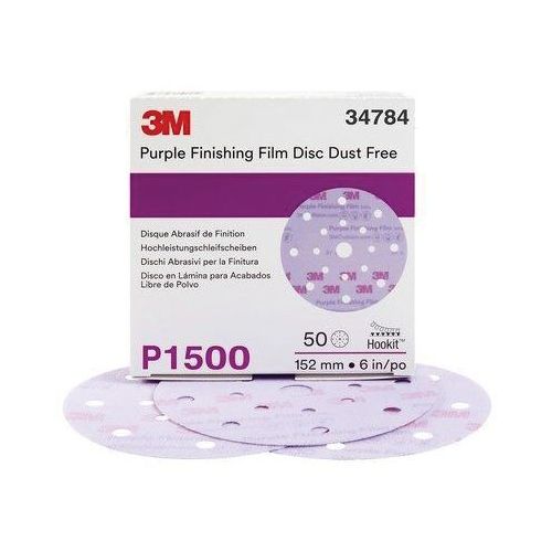 260L Series Dust Free Abrasive Disc, 6 in Dia, P1500 Grit, Hook and Loop, Purple