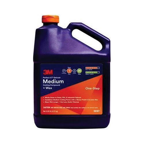 Gelcoat Medium Cutting Compound + Wax, 1 gal Bottle, White