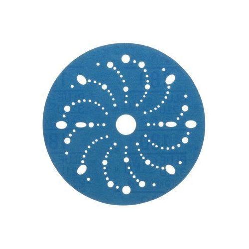 321U Series Multi-Hole Abrasive Disc, 6 in Dia, 180 Grit, Hook and Loop, Blue