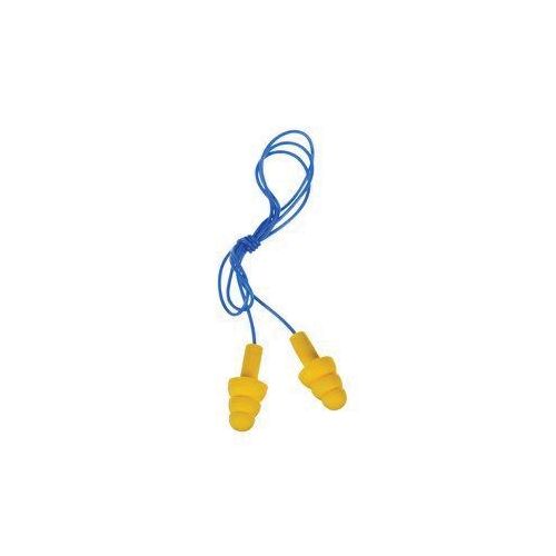 Corded Disposable Ear Plug, 25 dB Noise Reduction Rating, Yellow/Blue