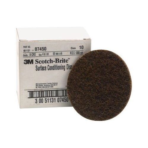 Scotch-Brite 07450 SC-DH Series No-Hole Surface Conditioning Disc, 4 in, Coarse Grade, Aluminum Oxide, Brown