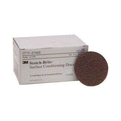 Scotch-Brite 07455 SC-DH Series No-Hole Surface Conditioning Disc, 3 in, Coarse Grade, Aluminum Oxide, Brown