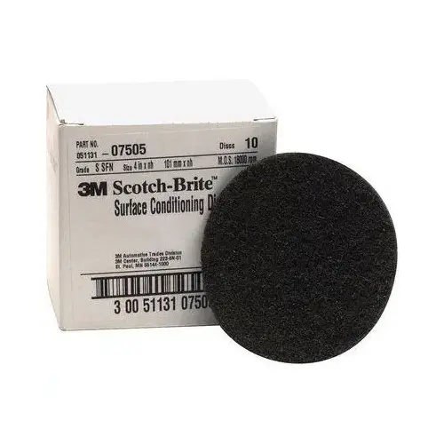 Scotch-Brite 07505-XCP4 SC-DH Series No-Hole Surface Conditioning Disc, 4 in, Super Fine Grade, Silicon Carbide, Gray - pack of 4