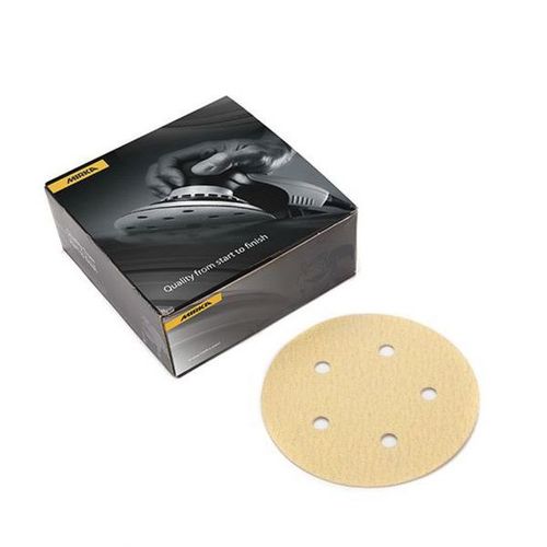 23321060 23 Series Semi-Open Coated Sanding Disc, 5 in, P60 Grit, Aluminum Oxide, PSA Attachment Gold