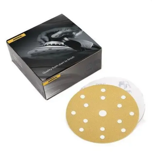 23611120 23 Series Semi-Open Coated Grip-On Sanding Disc, 6 in, P120 Grit, Aluminum Oxide Gold