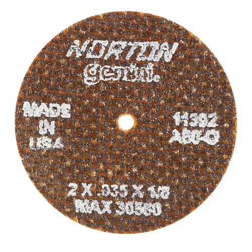Norton 66243510627 10627 Free Cut Cut-Off Wheel, 3 in Dia, 0.035 in THK Wheel, 1/4 in Center Hole, 25465 rpm