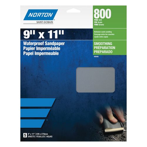 Norton 07660700496 00496 T214 Series Sanding Sheet, 9 in W x 11 in L, P600 Grit, Ultra Fine Grade Black