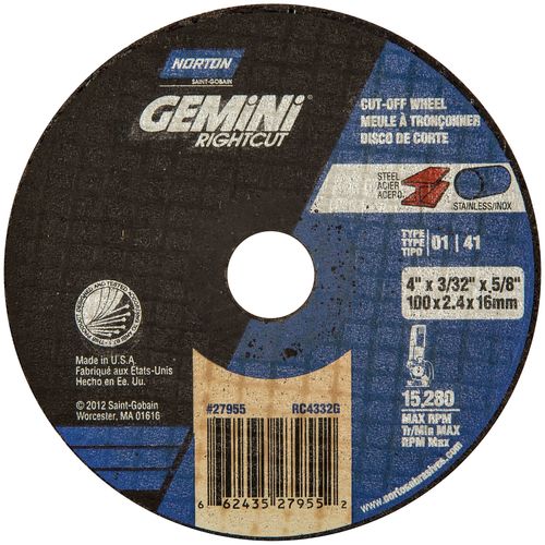 Cut-Off Wheel, 6 in Dia, 0.045 in Thick, 7/8 in Arbor, 36 Grit, Coarse, Aluminum Oxide Abrasive Brown