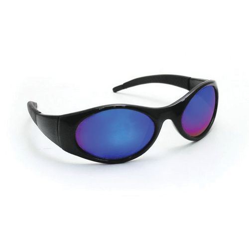 Safety Glasses, Blue Mirror Lens, Black Frame