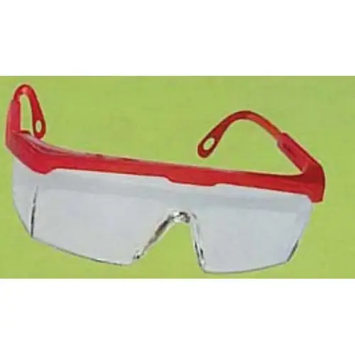 Safety Glasses, Universal, Mirror Lens, Red Frame