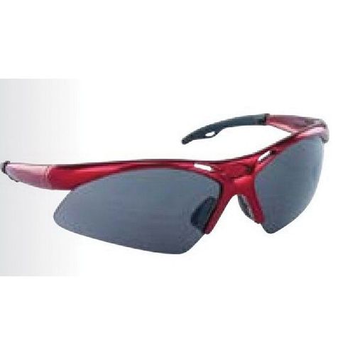 Lightweight Safety Glasses, Universal, Gray Lens, Red Frame