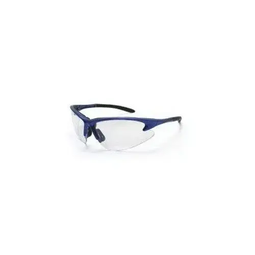 Lightweight Safety Glasses, Clear Lens, Blue Frame