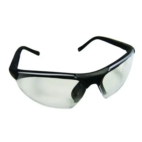 Lightweight Safety Eyeware, Universal, 2.0x Diopter, Clear Lens, Black Frame