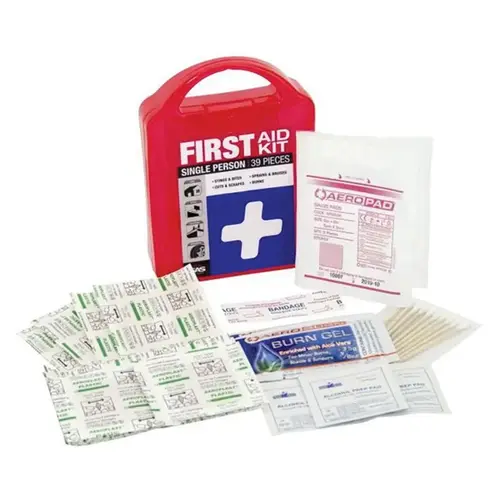 First Aid Kit, 39-Components, People Served: 1 Red Case