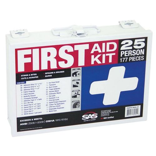 First Aid Kit, 177-Components, People Served: 25 White Case