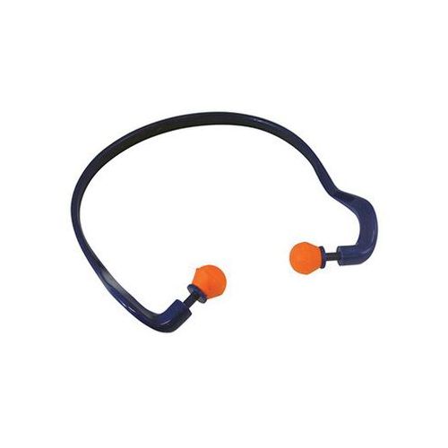 Banded Ear Cap, 23 dB NRR, Blue Plastic Headband, Orange Foam Ear Plug