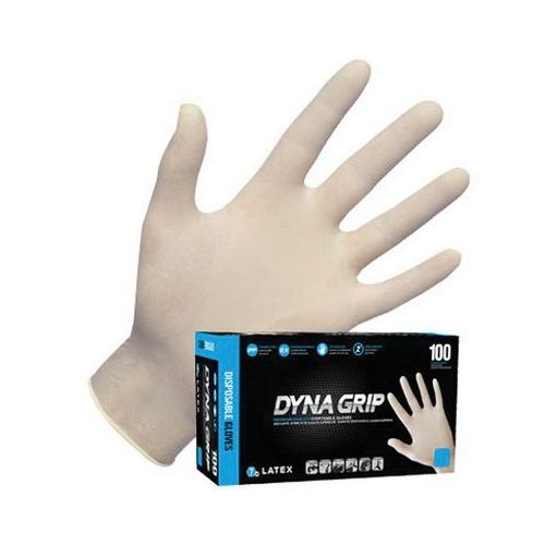 Disposable Gloves, Large, Natural Rubber Latex, White