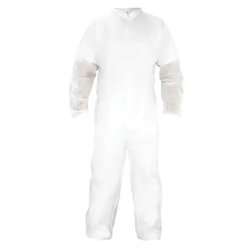 Disposable Crew Coverall, X-Large, White, Elastic Waist