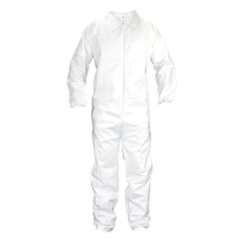 Professional Grade All Purpose Crew Coverall, 5X-Large, White, Elastic Waist