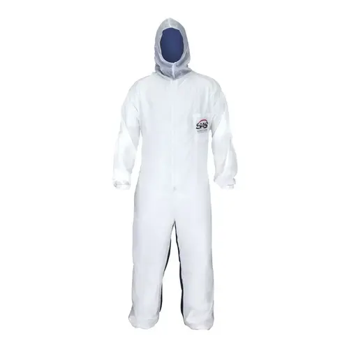 Moonsuit Coveralls, 3X-Large, Nylon Front/Cotton Back, Elastic Waist, Full Pullover Hood