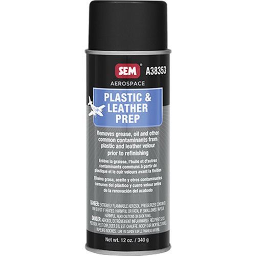 Plastic and Leather Prep, 16 oz Can, Clear, Aerosol, 689.1 g/L VOC