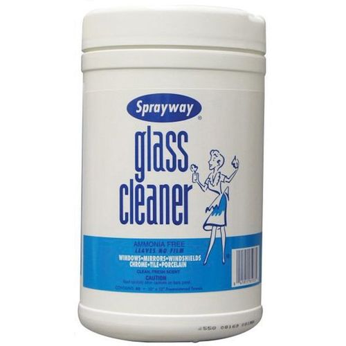 SPRAYWAY SW933 Glass Cleaner Wipes, 40 Wipes Tub, Liquid, Premoistened Towel, Cellulose Fabric