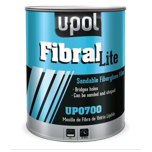 U-POL UP0700 Lite Fiber Glass Filler, 3 L Tin, Yellow, Fibrous/Paste