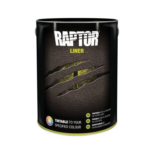 Raptor Liner, 5 L Pail, Black, 3:1 Mixing, 625 sq-ft Coverage, 5 to 7 days Curing