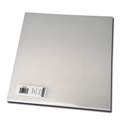 Polypropylene Sheet, 10 in W x 10 in L, 3/32 in THK, Polypropylene Natural