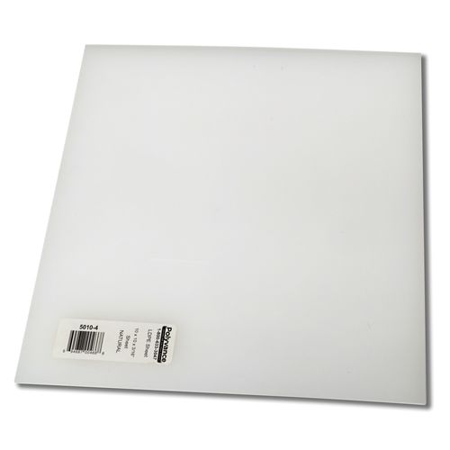 Polyethylene Sheet, 10 in W x 10 in L, 3/16 in THK, Polyethylene Natural White