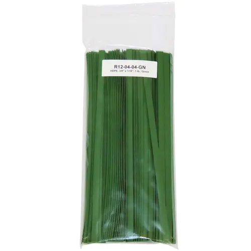 Welding Rod, 12 in L x 3/8 in W x 1/16 in THK, Flat, HDPE, Green - pack of 107