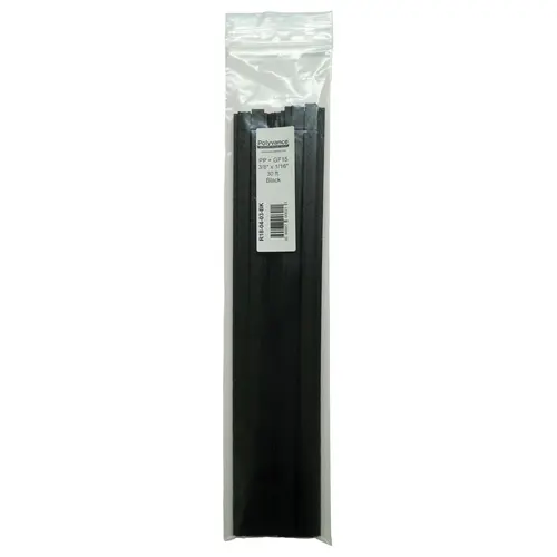 Welding Rod, 12 in L x 3/8 in W x 1/16 in THK, Flat, Polypropylene and 15% Glass Fiber, Black - pack of 30