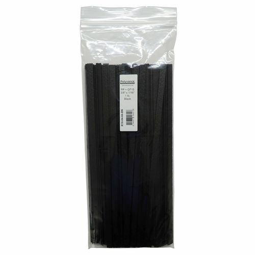 Welding Rod, 12 in L x 3/8 in W x 1/16 in THK, Flat, Polypropylene and 15% Glass Fiber, Black - pack of 123