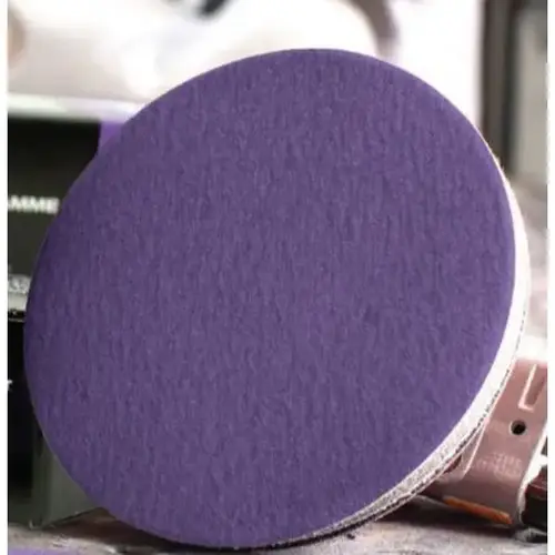 Sanding Disc, 3 in Dia, P320 Grit, Film Backing, Wet/Dry, Hook and Loop Attachment Purple