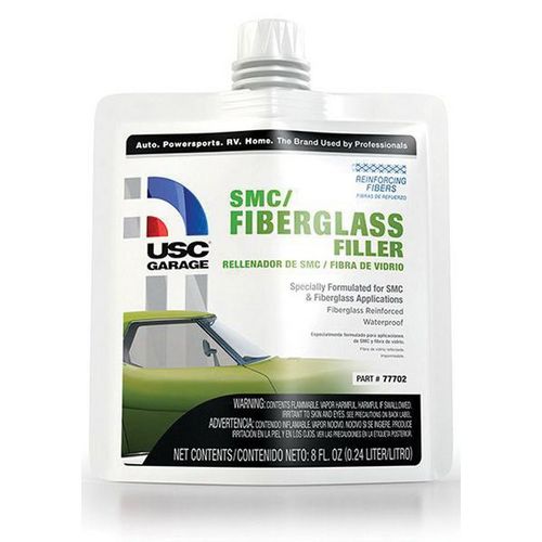 SMC/Fiberglass Filler, 8 oz Pouch, Gray-Green, Liquid