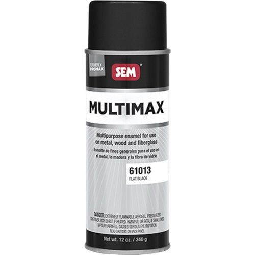 SEM 61013 Enamel Paint, 16 oz Aerosol Can, Flat Black, 5 to 10 min Curing, 70 deg F